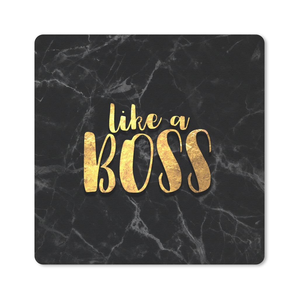 MuchoWow Mauspad Mousepad Zitat - Chef - Gold - Marmor 30x30 cm - Mousepads - Maus Mat - Pad - Mausunterlage - Gaming