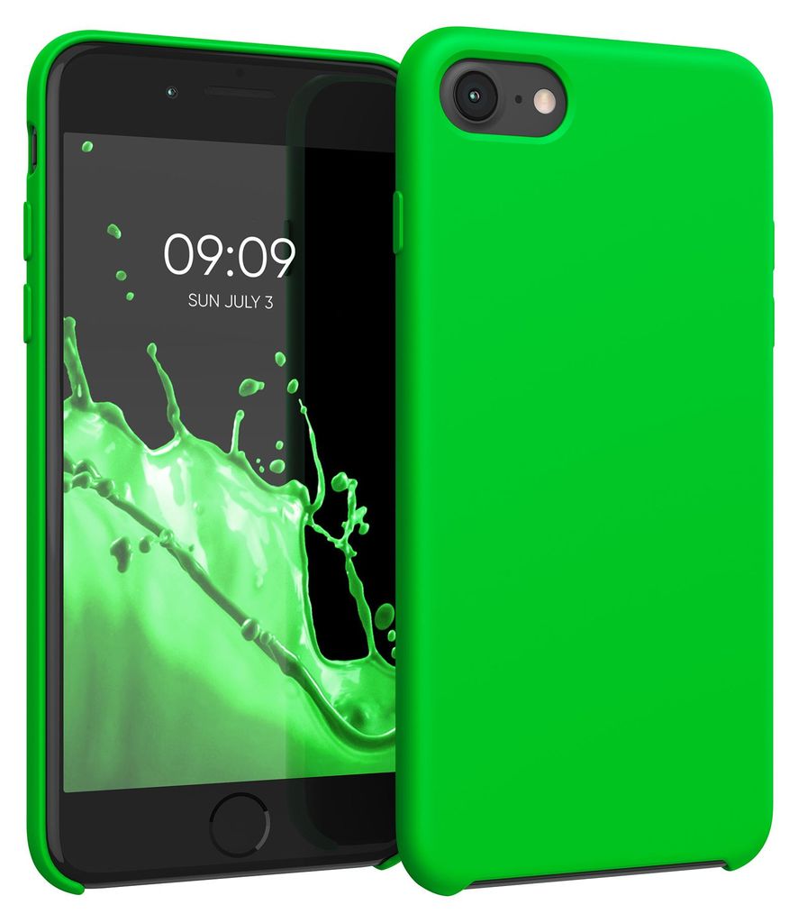kwmobile Handyhülle für Apple iPhone SE (2022 / 2020) / iPhone 8 / 7 Hülle - Case Silikon - Kabelloses Laden - Schutzhülle Cover in Neon Grün