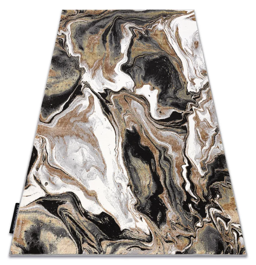 Tapis de salon moderne structuré 180x270 cm coloris crème et doré