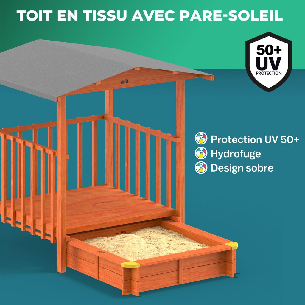 Bac à sable avec couvercle convertible en banc Teck roba | Leroy Merlin Bac à sable avec couvercle convertible en banc Teck roba | Leroy Merlin