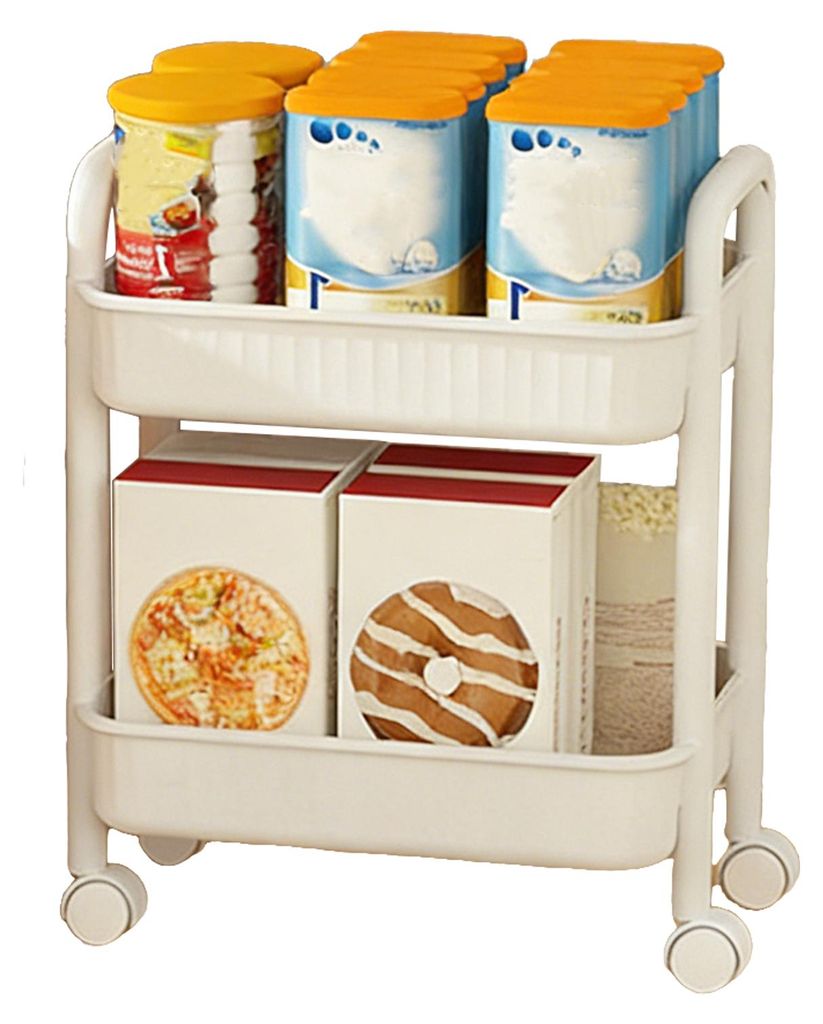Küchenwagen aus lebensmittelechtem Kunststoff, 2/3/4-stöckig, mit leisen Rollen, schlankes Design, ideal für Snacks, als Aufbewahrungswagen für...