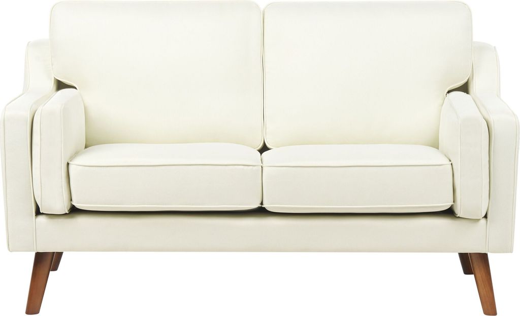 BELIANI 2-Sitzer Sofa Cremeweiß Stoffbezug mit Hohen Holzbeinen Dicke Sitz- und Rückenkissen Rundumbezug Modern Wohnzimmer Ausstattung Polstersofa