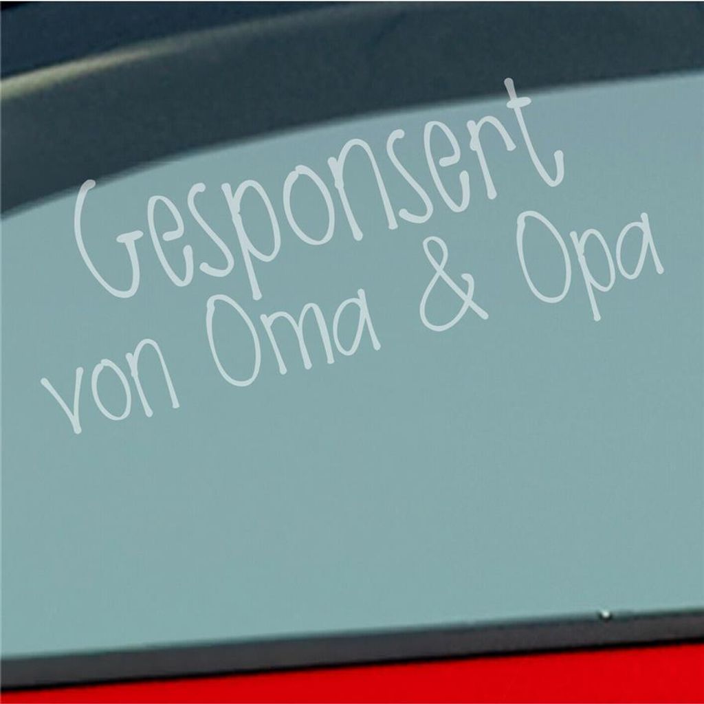 Auto Aufkleber Gesponsort von Oma & Opa Schriftzug KFZ Car 19x8 cm Milchglas Sticker Heckscheibenaufkleber