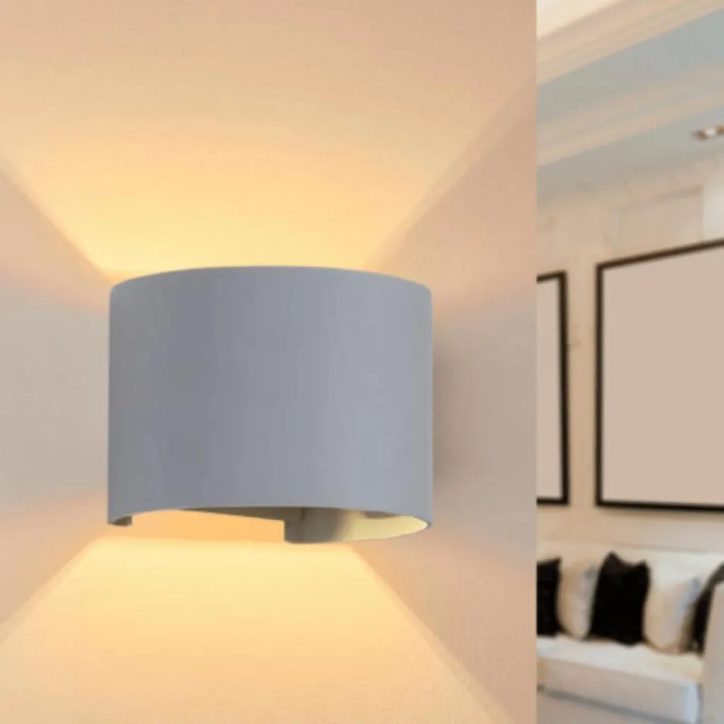 Luminaire Extérieur LED IP54 Applique Murale Grise Arrondie 4000K
