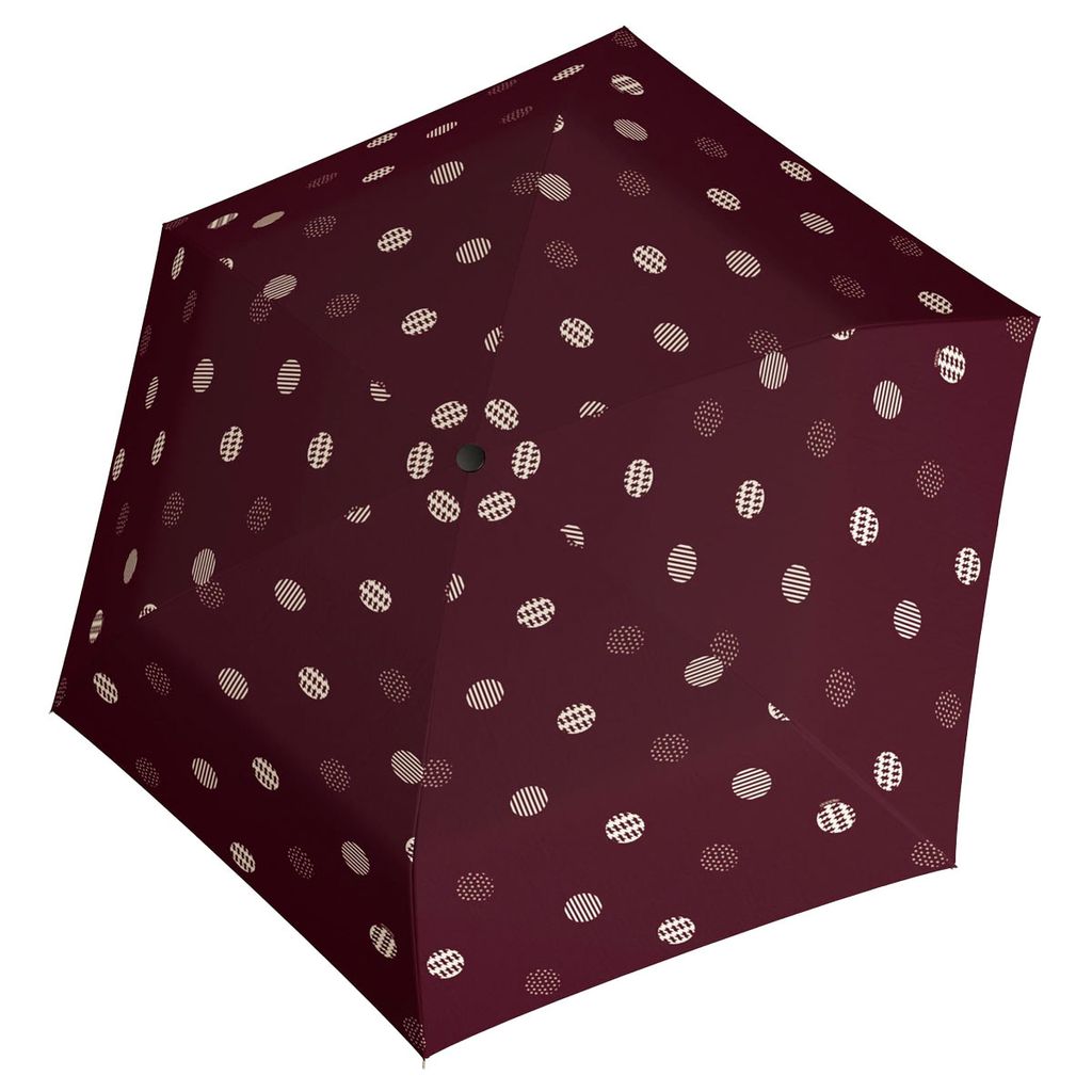 doppler Taschenregenschirm Regenschirm Fiber Havanna Timeless Dots Red weinrot
