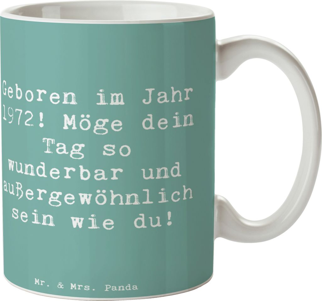 Mr. & Mrs. Panda Tasse Spruch 1972 Geburtstag - Meeresbrise - Geschenk, Geburtstagsgeschenk, Pott, Alter, Henkelbecher, liebevolle Geschenkidee, Te...