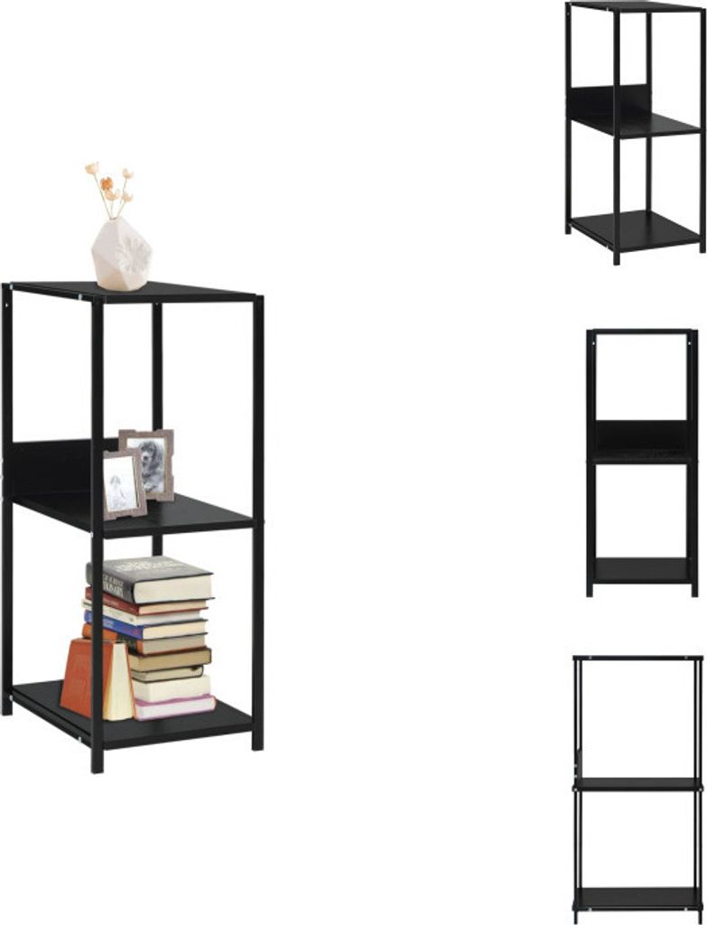 vidaXL Kleines Bücherregal Schwarz 33,5x39,6x79,7 cm Holzwerkstoff - Bücherregale & Bücherschränke