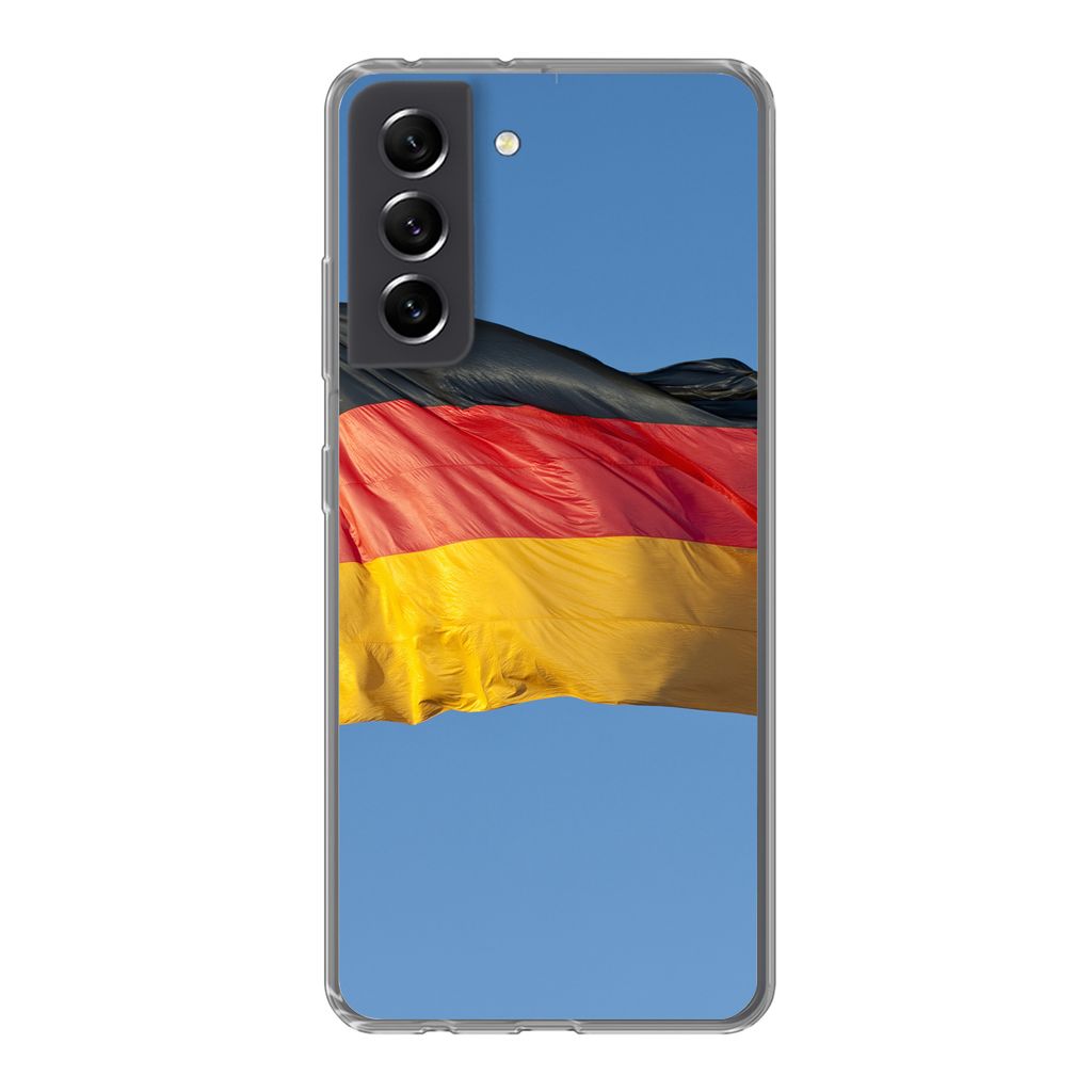 MuchoWow Handyhülle Schutzhülle Hülle für Samsung Galaxy S21 FE Foto der deutschen Flagge Silikon Softcase Handy Hülle - Mobiltelefonhülle