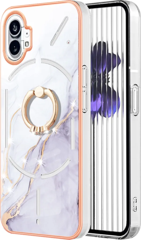 Custodia in marmo per telefono Nulla (1), TPU silicone paraurti custodia protettiva con anello di supporto Oro