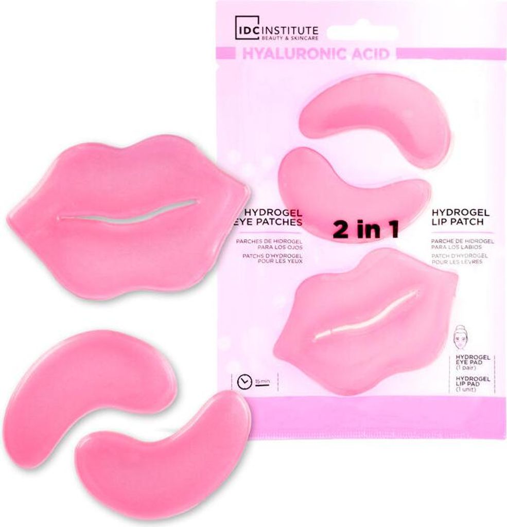 Hydrogel-Pflaster - 1 Stück - Mit Hyaluronsäure - Feuchtigkeitsspendend - 1 x Augenpads + 1 x Lippenpad