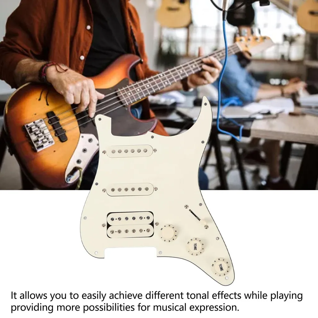 Plaque de montage blanche SSH19 pour guitare avec micros pré-câblés - 17