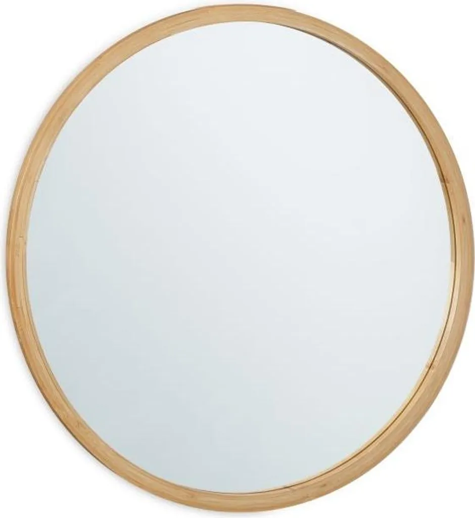 Miroir mural rond en bambou 61 cm - Grand miroir naturel pour décoration
