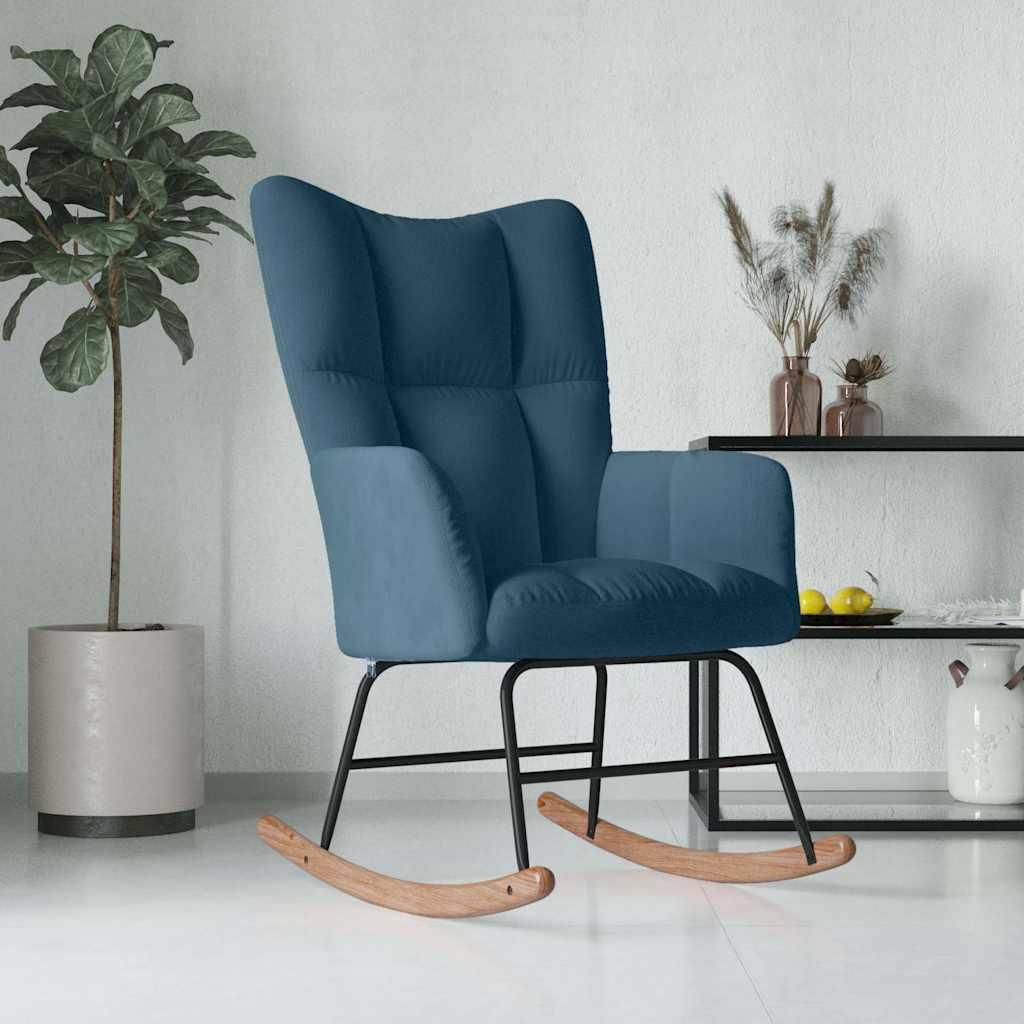 vidaXL Schaukelstuhl Blau Samt