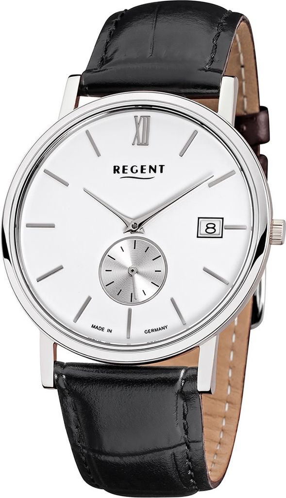 Regent Leder Herren Uhr GM-1451 Quarzuhr Armband schwarz D2URGM1451