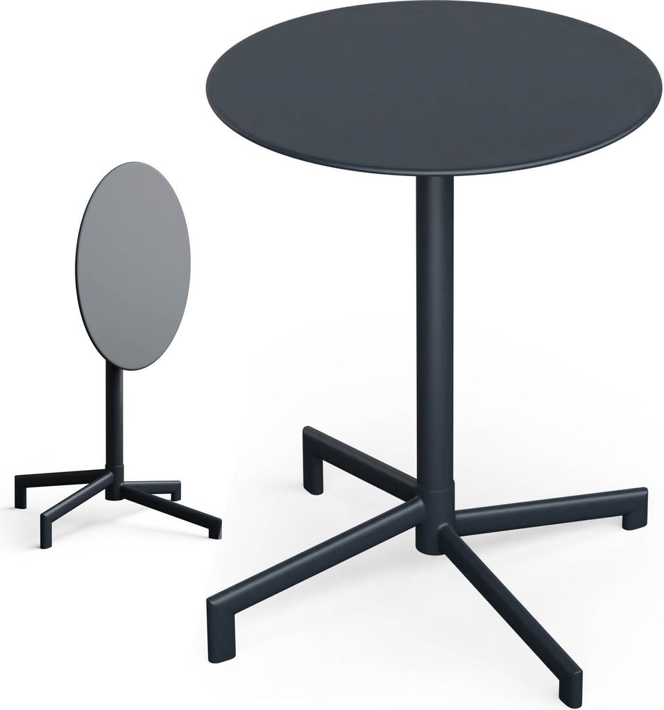 Blumfeldt Bistrotisch – 60 cm Rund Klappbar Outdoor-Tisch, Wetterfester Stahl, Platzsparend, Ideal für Garten, Balkon, Terrasse