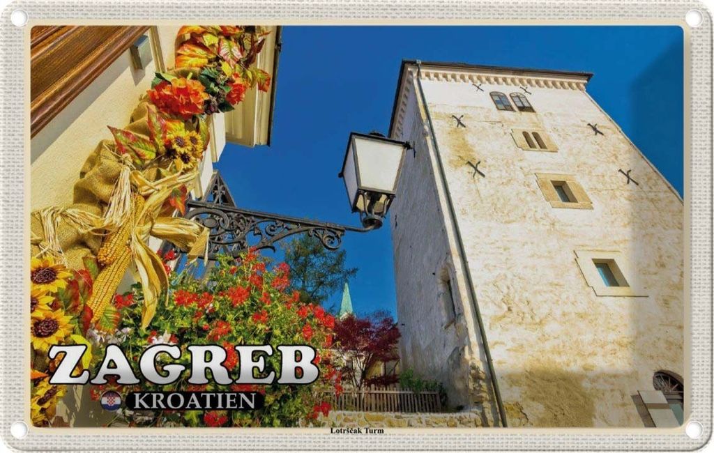 vianmo Blechschild 20x30 cm Zagreb Kroatien Lotrscak Turm Wachturm Abenteuer Reisen Urlaub