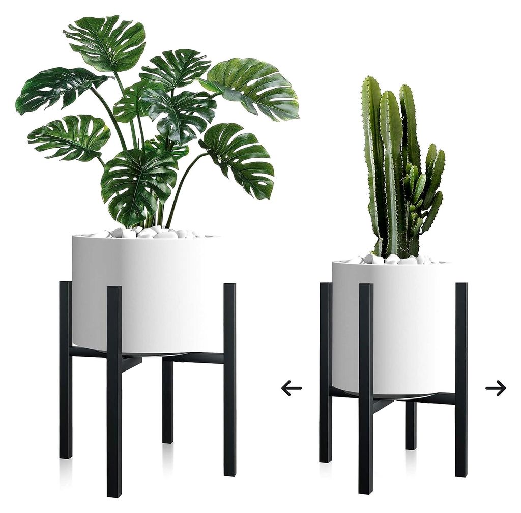 Verstellbarer Pflanzenständer 2er Set für Innen- und Außenbereich, Blumenständer aus Metall mit Schwerlast-Halterung, Blumentopfständer mit Ta...
