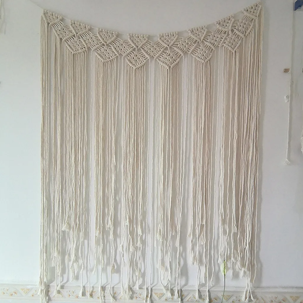 Rideau Macramé Tissé Main 100x115cm Décoration Murale Bohème de Qualité