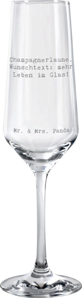 Mr. & Mrs. Panda personalisiertes Sektglas Personalisiertes Sektglas Freude - Transparent - Geschenk, unvergesslich, Champagnerglas mit Gravur, hoc...