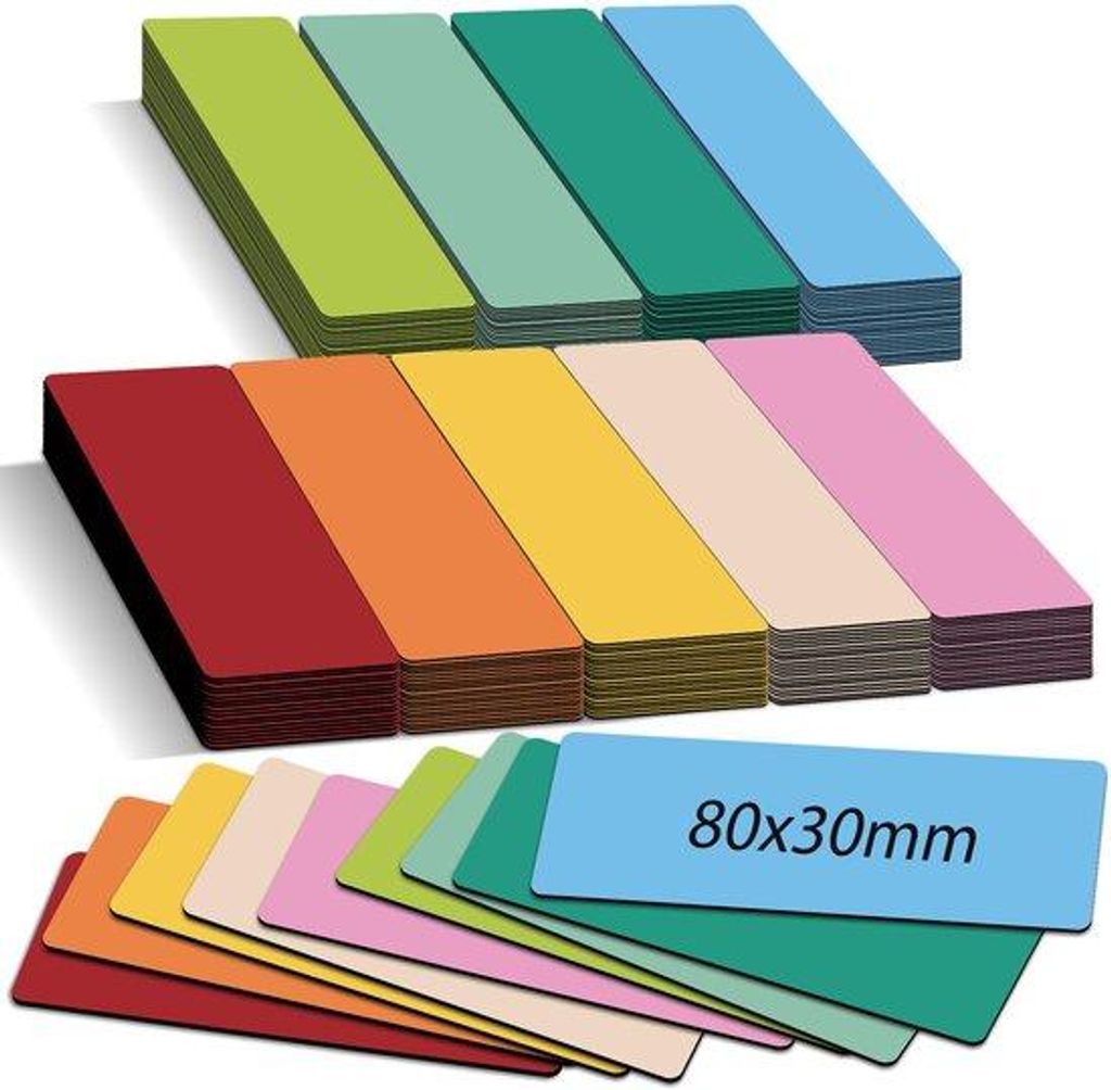 Magnetische Schreibtabs - 8x3cm 45 Stück Magnetische Bögen für Kanbanbord, Whiteboard & Schule, 9 Farben, mit Marker