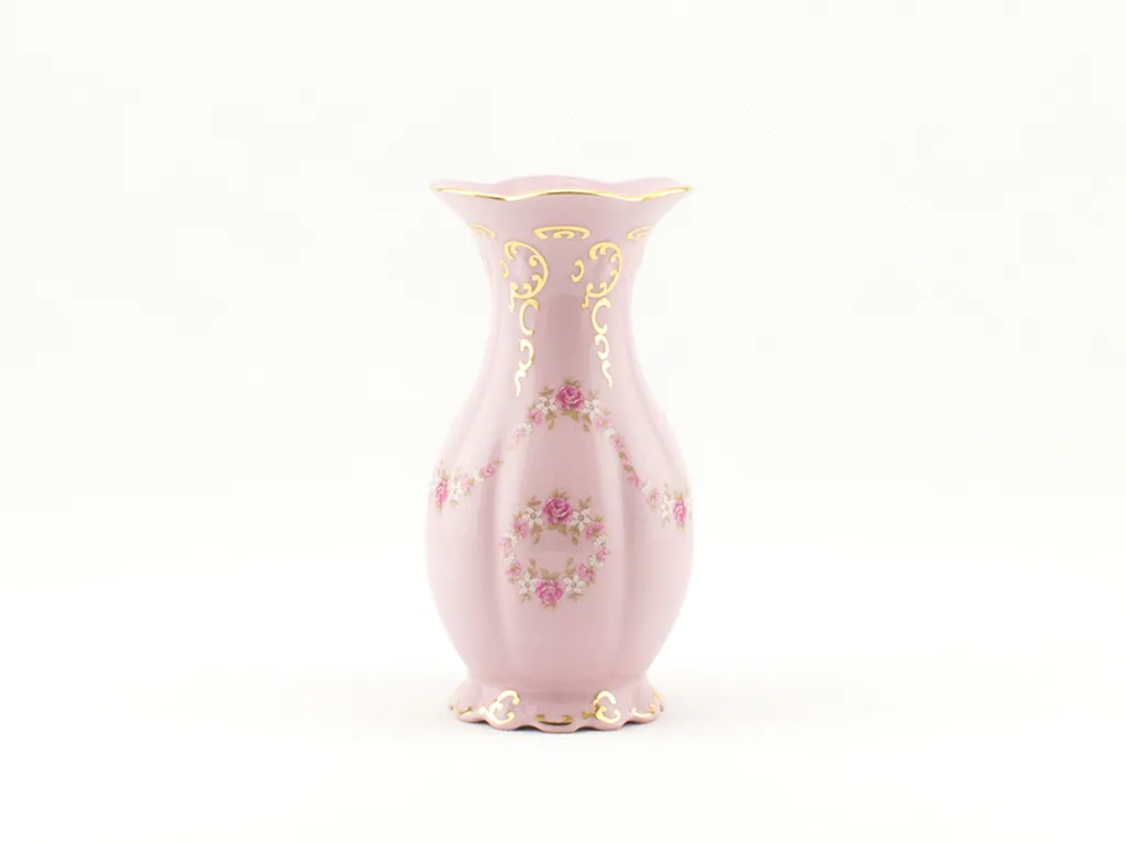 Vase rose en porcelaine Leander Diana 17 cm finition luxe brillante