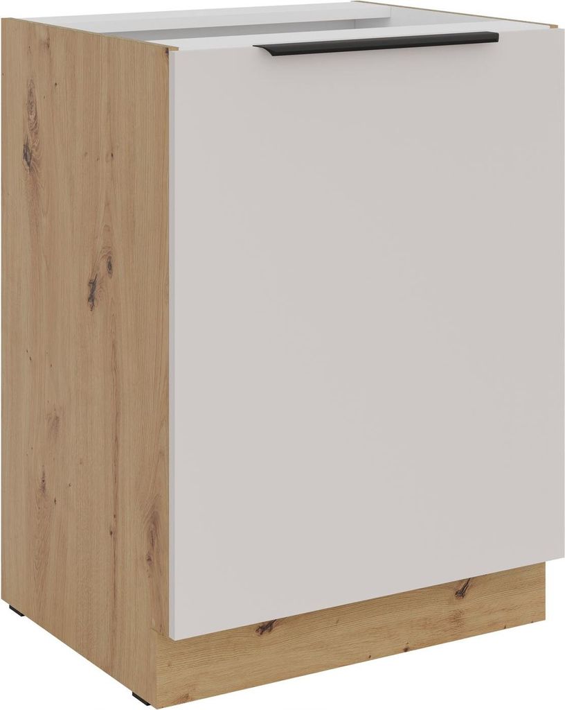 Küchen Unterschrank 60 cm Küche SOLANO Kaschmir beige matt + Eiche Artisan matt Küchenzeile Küchenblock Küche Einbauküche