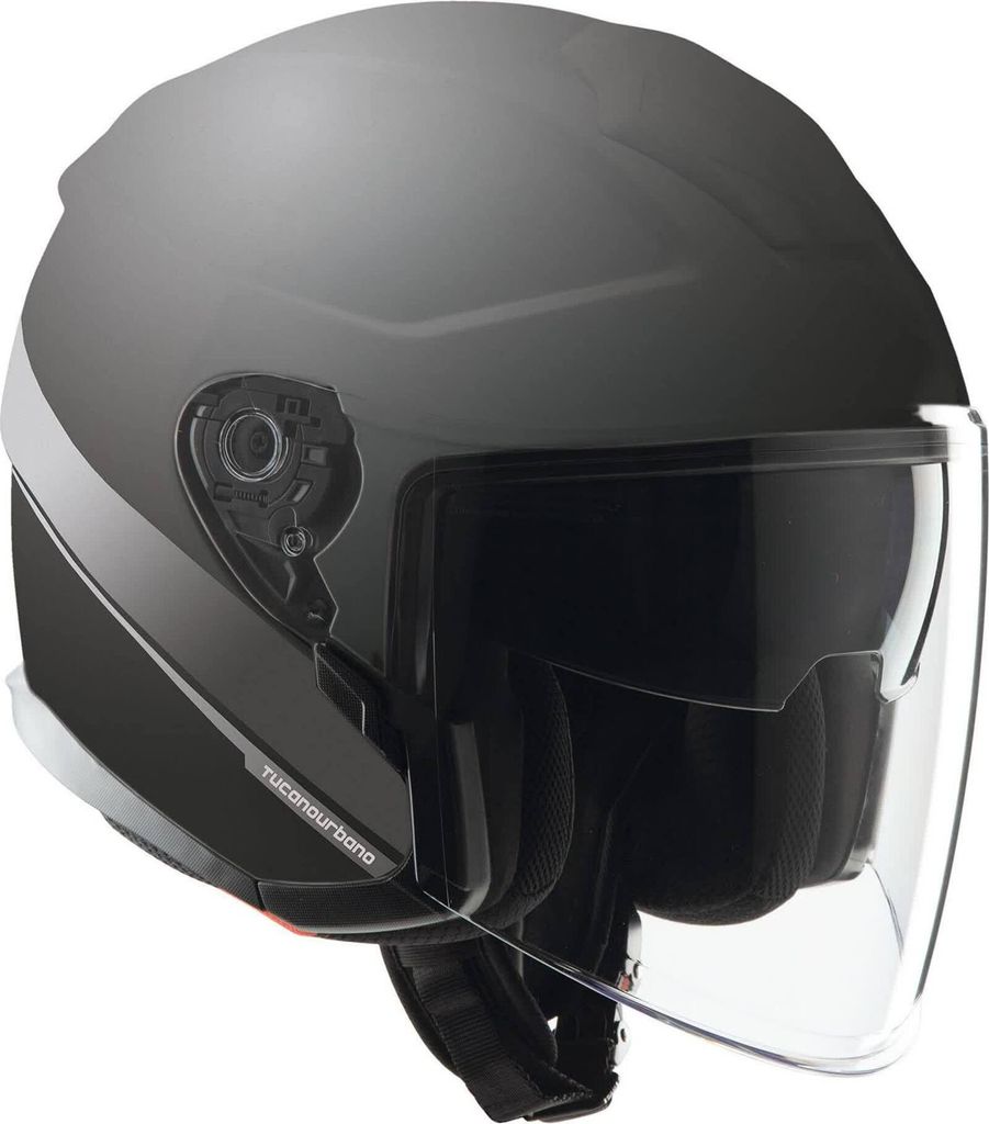 TUCANO URBANO EL'MAX Jet-Helm Schwarz Grafik/Matt größe S