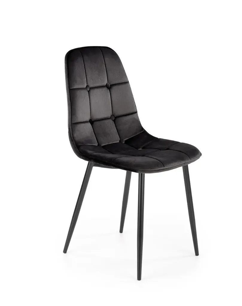 Chaise K417 velours noir idéale pour table de cuisine ou bureau moderne