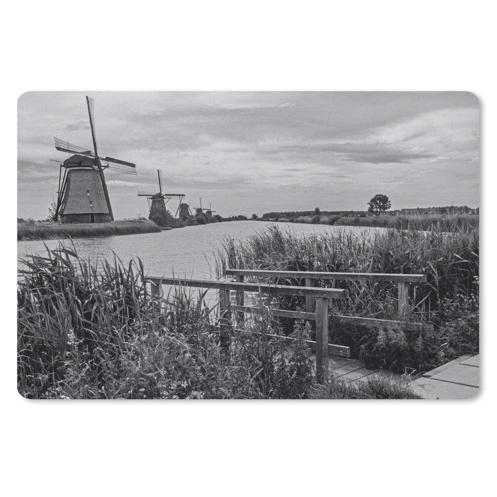 MuchoWow Mauspad Mousepad Mühle - Niederlande - Schwarz - Weiß 27x18 cm - Mousepads - Maus Mat - Pad - Mausunterlage - Büroartikel - Desk Matten