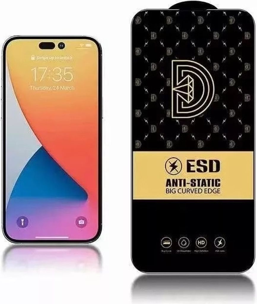Diamond Antistatisches Gehärtetes Glas für iPhone 14 Pro - Schwarz KP24212