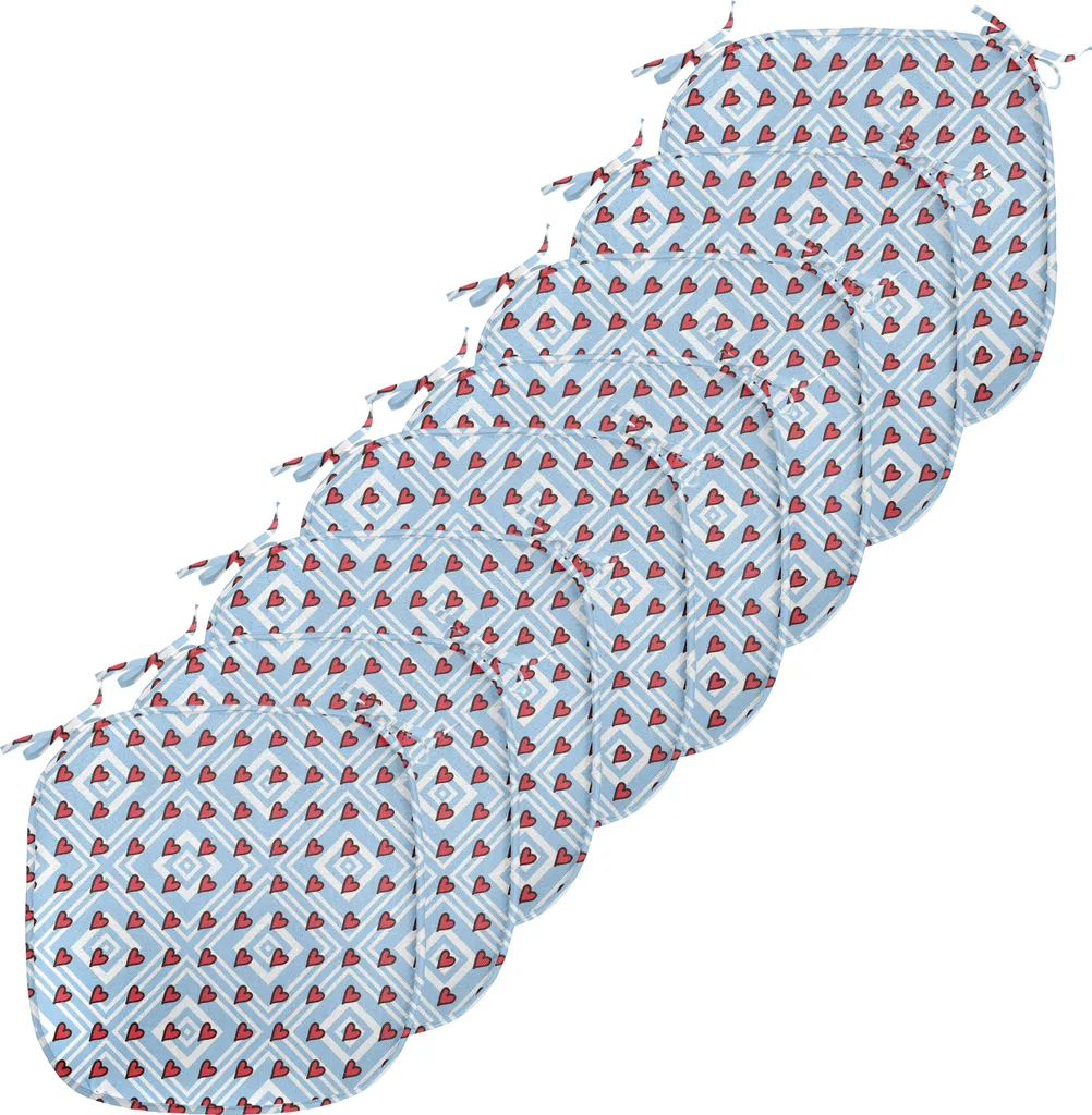 ABAKUHAUS Lot de 8 Coussins de Chaise Romantiques Cœurs 40x40 cm Bleu