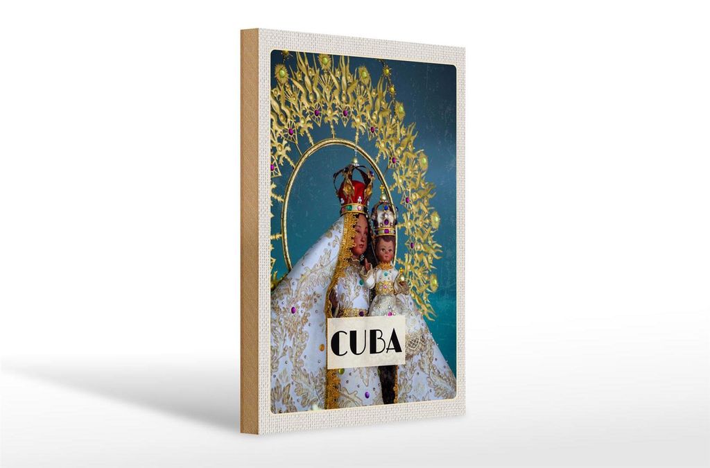 Holzschild Reise 20x30cm Cuba Karibik Königin als Statue