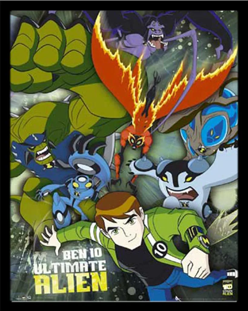 Poster Ben 10 Ultimate Alien sous Cadre Incassable Shinsuke MDF Noir