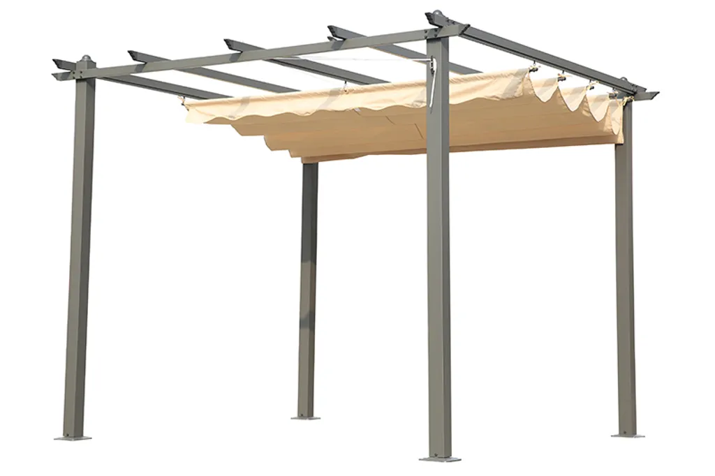 Pavillon de Terrasse 3x3m Blanc Aluminium et Polyester Haute Qualité