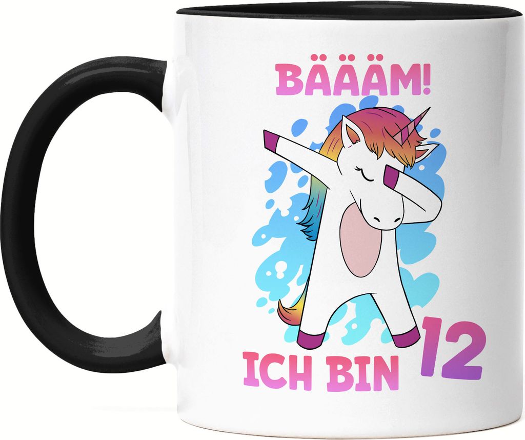 Bäääm Ich Bin 12 Tasse Schwarz Einhorn 12. Geburtstag Geburtstagsgeschenk Einhorn-Fans Dabbing