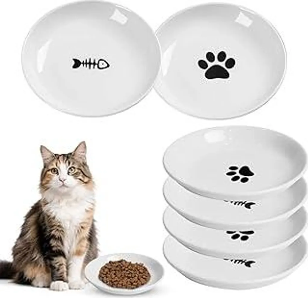 6 ciotole per gatti, ciotola per gatti in Vetroceramica, diametro 15 cm, ciotola per gatti, ciotola per gatti, ciotola per gatti domestici e cuccioli (confezione da 6 - senza base in silicone)