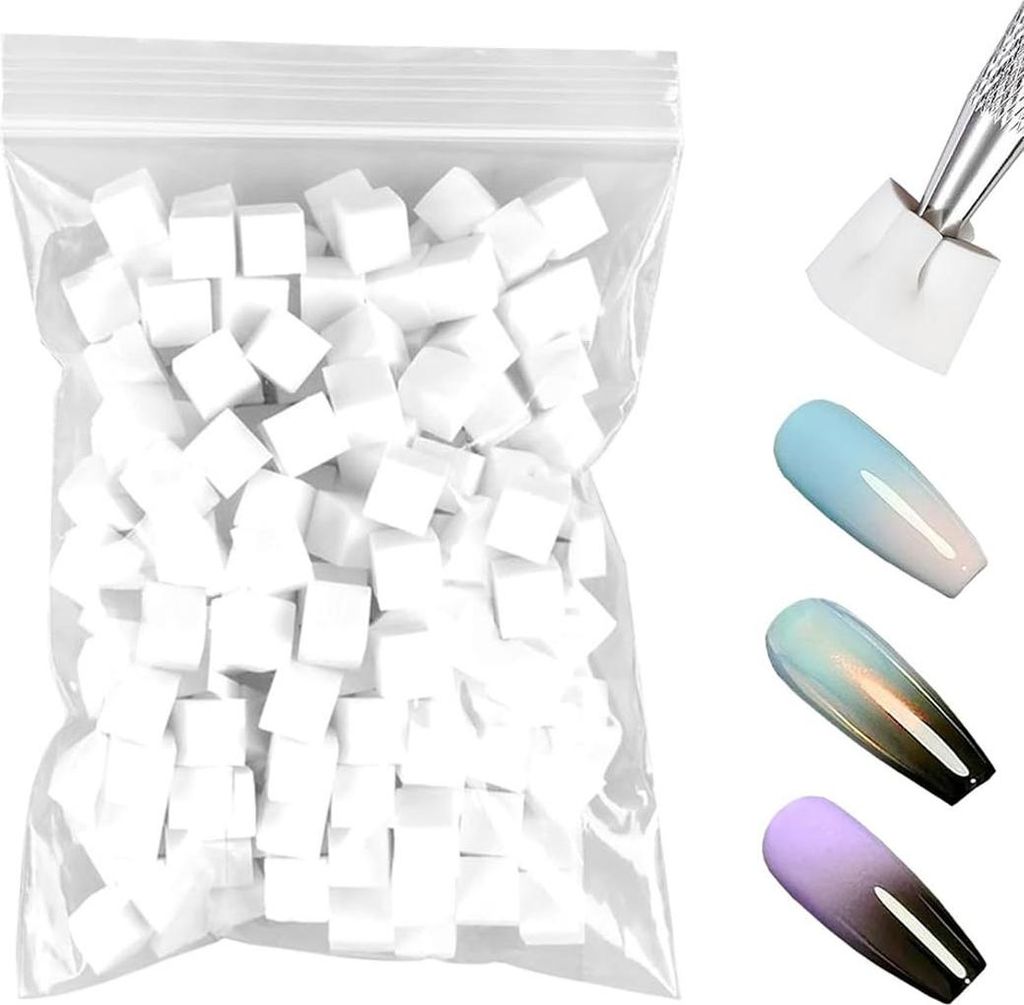 100 Stück Nail Art Schwämme ,Nagelkunst Schwammpinsel,Maniküre Zubehör Für Nägel,Um Eine Vielzahl Von Gradient Nail Art Patterns Zu Erstellen...