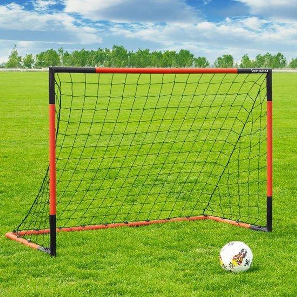 Zweifaches Trainingszielset für Fußball - 2 Stück, 6x4m, 3x2,5m, 8x6m, stählerner Rahmen, Allwetter-Netz, schnelle Montage, Indoor/Outdoor, Hea...