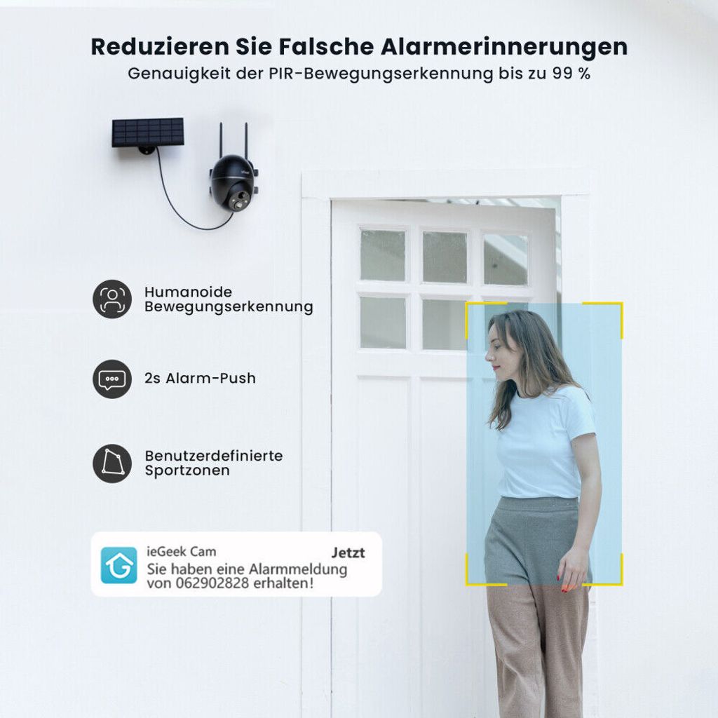 ieGeek 5MP Solar Überwachungskamera Außen Akku mit 64GB Produktbild 5
