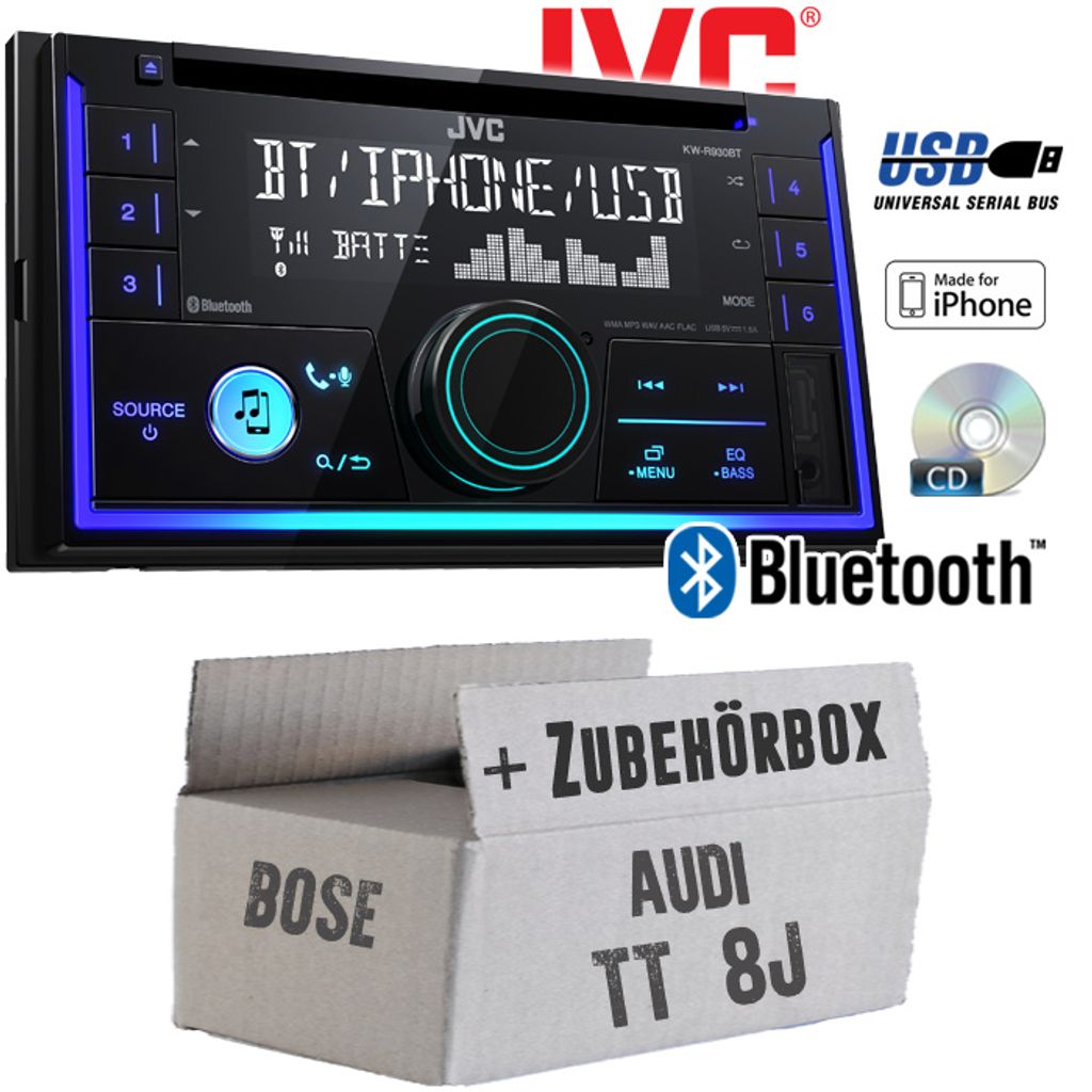 Autoradio Einbaupaket Kenwood DMX5020BTS passend für Audi A4 B7 + 1-DIN Radio | Apple CarPlay Android Auto