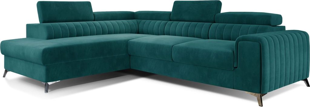 Ecksofa mit Schlaffunktion und Bettkasten, Couch für Wohnzimmer, Schlafsofa Sofagarnitur L-Form Wohnlandschaft mit Bettfunktion 278x92x205 cm OLIV...