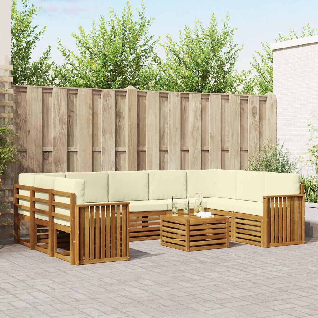 "Neues Produkt" Sofagarnituren - CLORIS - Terrassen-Sofa - 10 pcs - Natur und Creme Massivholz Akazie - Modern Gartensofas V2255