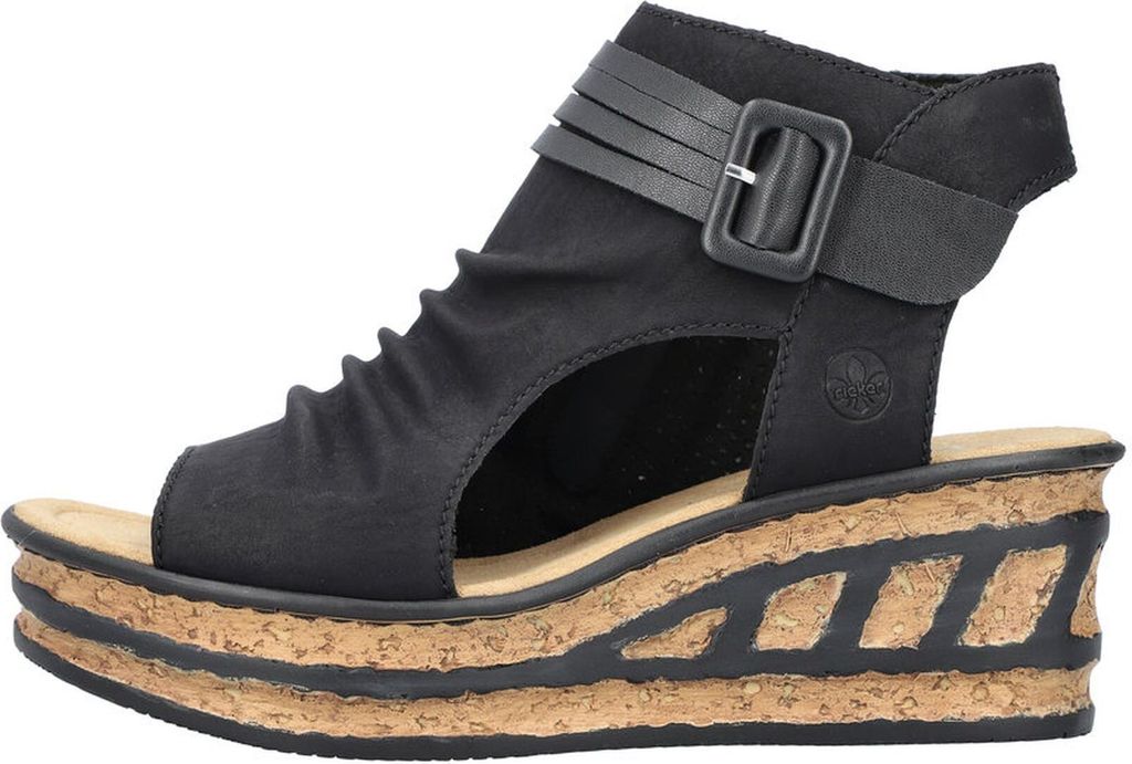 Rieker Damen Keilsandalette schwarz Produktbild 4