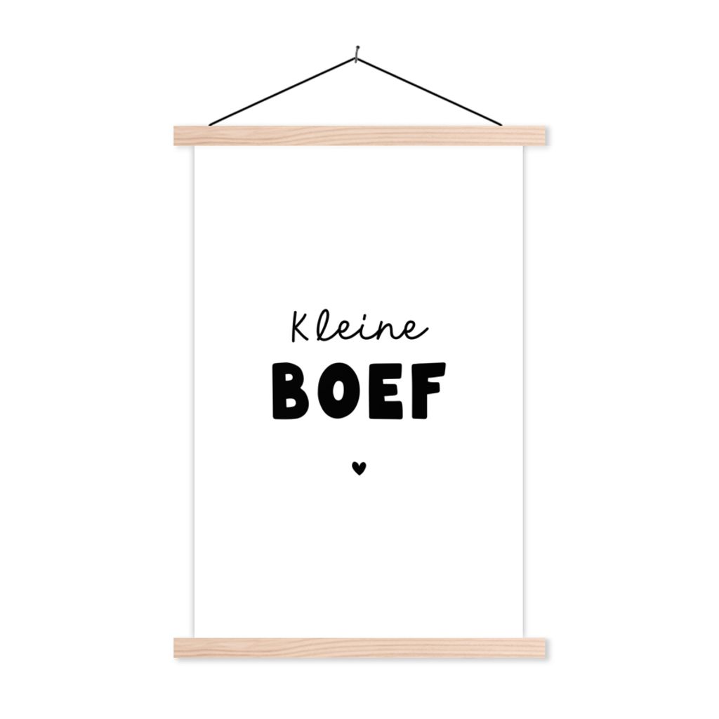 MuchoWow Textilposter Kinder - Zitate - Kleiner Schlingel - Sprichwörter 120x180 cm mit holzfarbenen Rahmen - Textil-Plakat