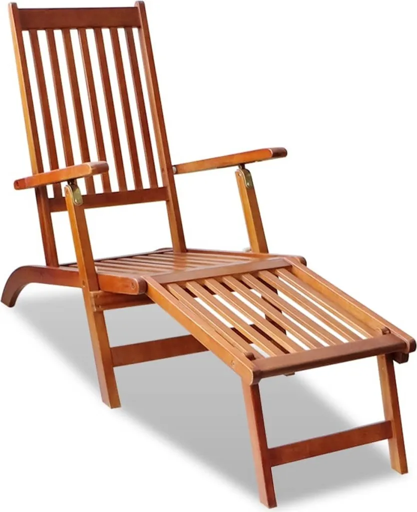 Chaise longue de jardin en bois massif d'acacia - Modèle Riviera 180cm