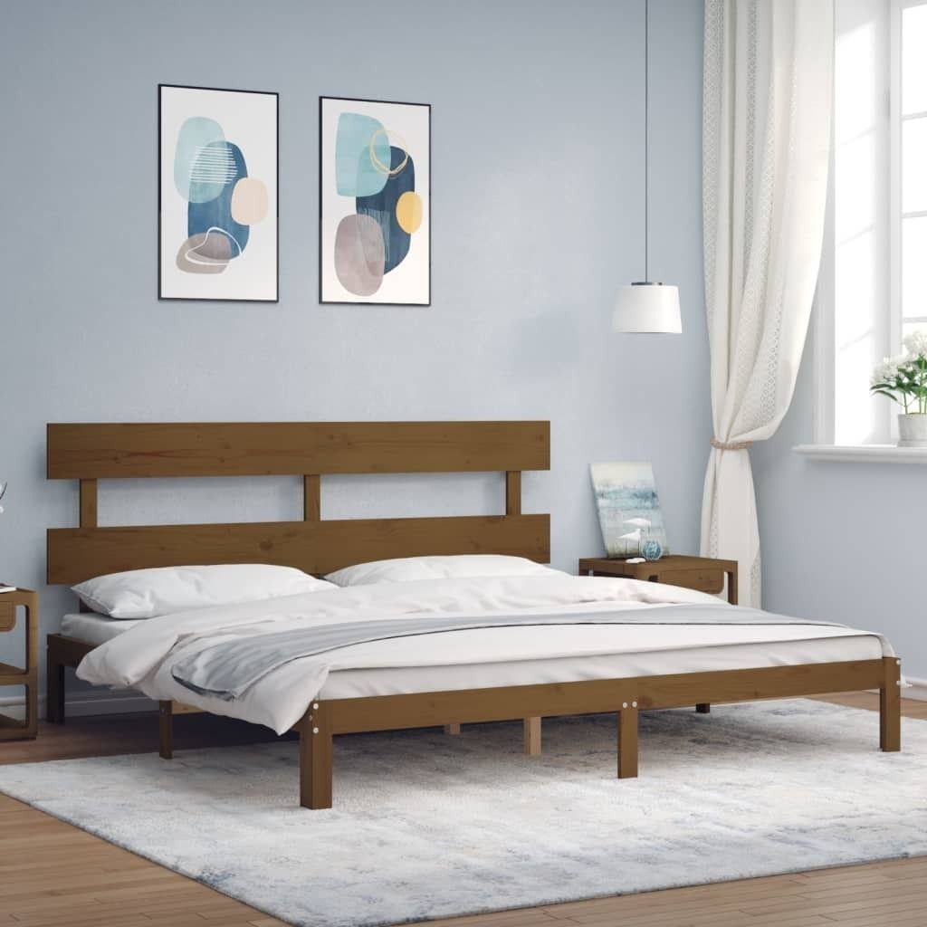 Maison Exclusive - Massivholzbett mit Kopfteil Honigbraun 200x200 cm