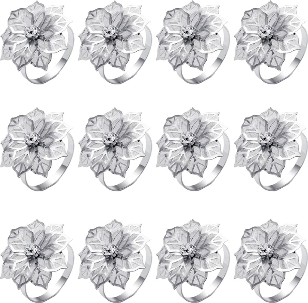 Serviettenringe, für Hochzeit, Geburtstag, Party, Bankett, Weihnachtsessen, Feiertag, Erntedankfest, Empfang, Tischdekoration, Gastgeschenk, Silber