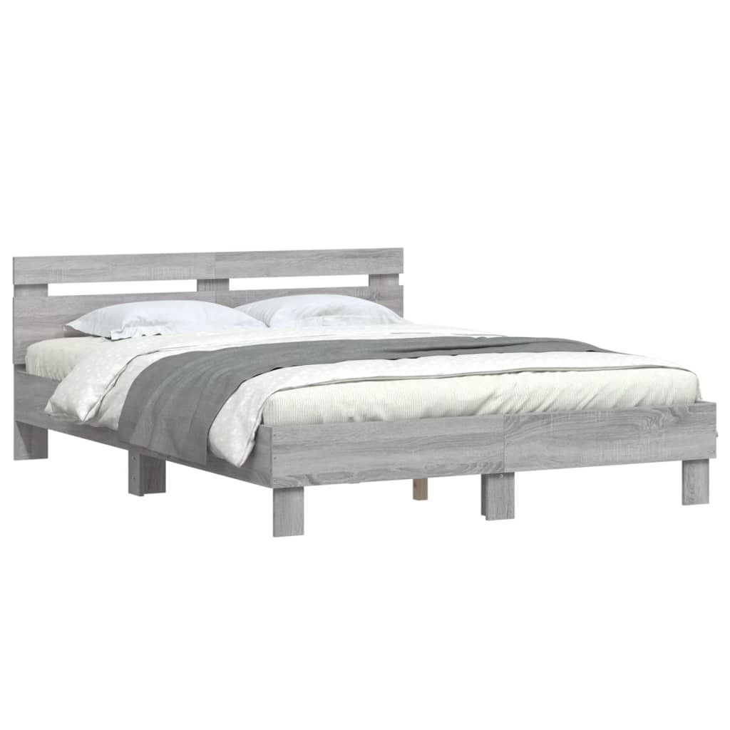 Maison Exclusive - Bettgestell mit Kopfteil Grau Sonoma 140x200 cm Holzwerkstoff