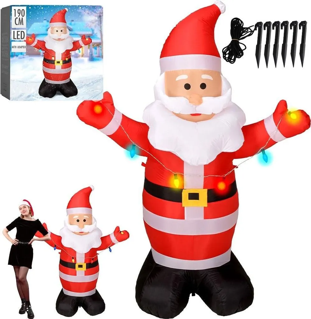 Père Noël Gonflable Lumineux Basic & Co - Décoration de Noël LED 180cm - 11