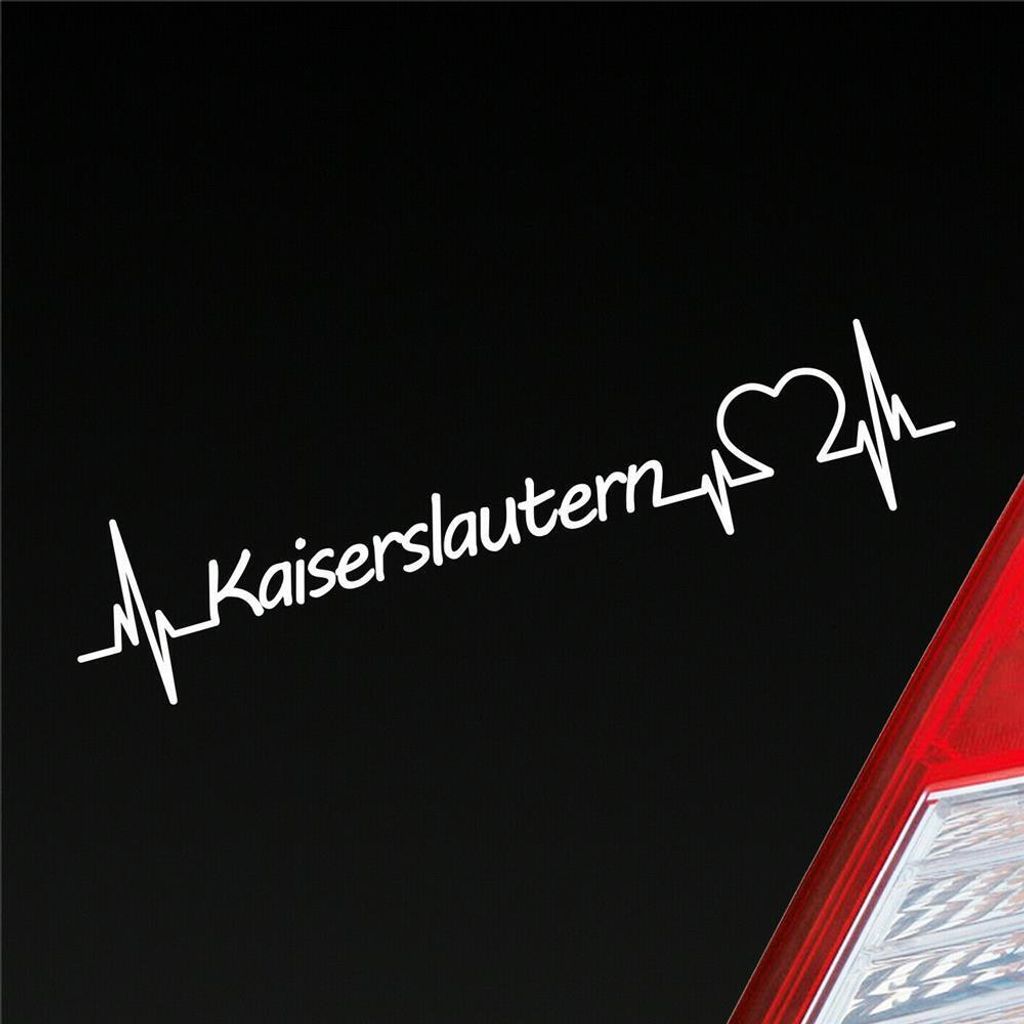 Auto Aufkleber Kaiserslautern Herz Herzschlag 19x4 cm Weiss Matt Sticker Heckscheibenaufkleber